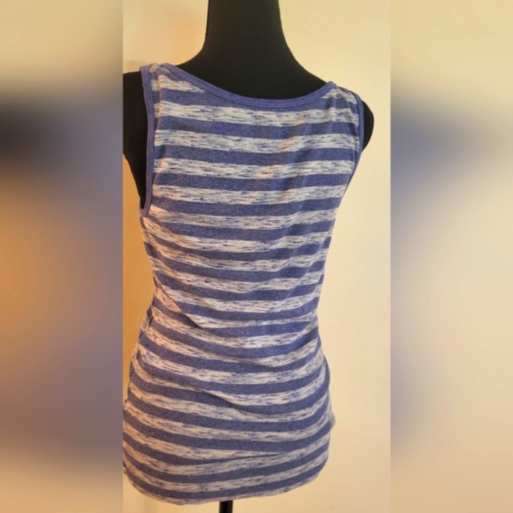 Casual Purple & Gray Striped‎ Women's Tank Top (Size L) - Picture 6 of 11